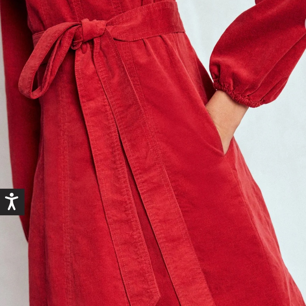 Boden Ros Panelled Cord Short Dress Women’s Crimson Red  Size 2R - Picture 6 of 13
